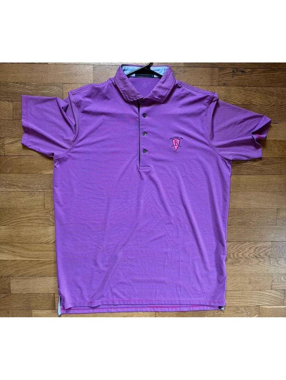 Large - Men - Greyson Purple Striped Polo Shirt